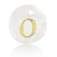 Schelp hanger 15mm letter O Gold-white